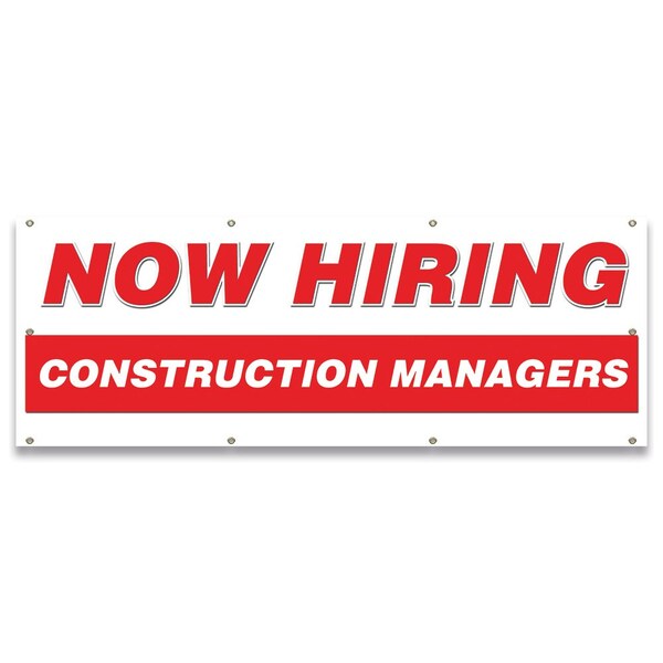 Now Hiring Construction Managers Banner Apply Inside Accepting Application Single Sided